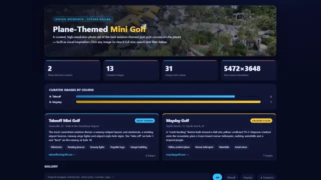 Screenshot of Plane-Themed Mini Golf — Design Reference
